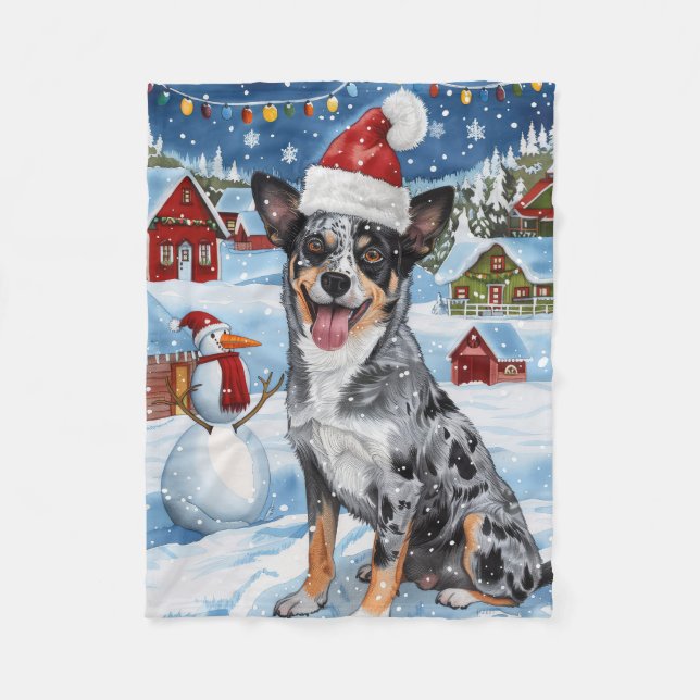 Manta Polar Navidades de Blue Heeler Dog Winter Wonderland Ale (Anverso)