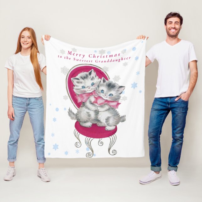 Manta Polar Navidades De Bow Rosado De Gris Caliente, Copos De (In situ)