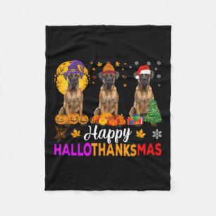 Manta Polar Navidades de Boxer Dog Halloween Hallothanksmas