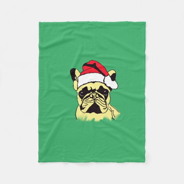 Manta Polar Navidades de Bulldog de Francia Personalizado Flee (Anverso)