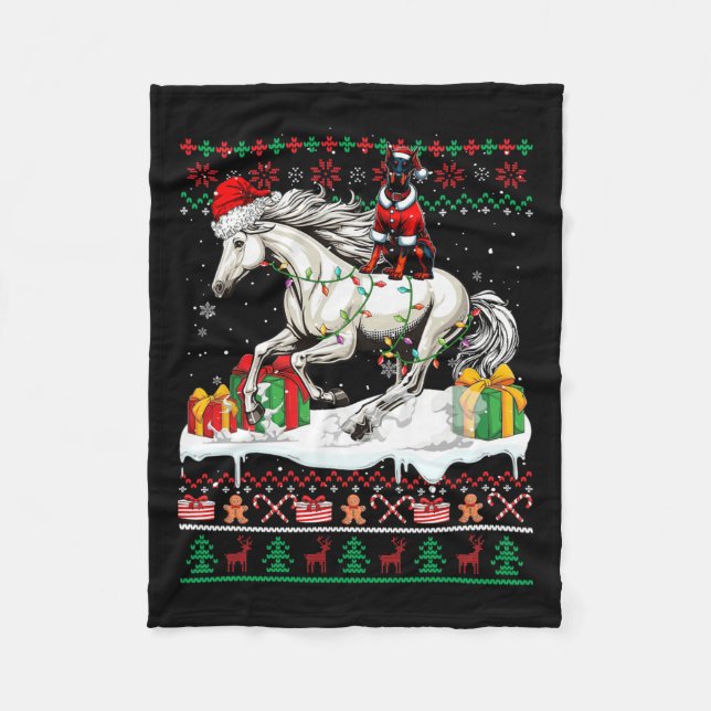 Manta Polar Navidades de caballos de Santa Dobermann Sweater L (Anverso)
