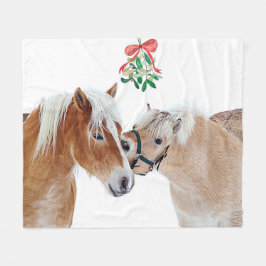 Manta Polar Navidades de caballos Mistletoe Cute Ponies ecuest