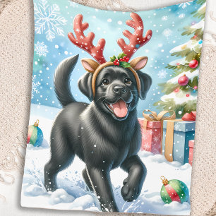 Manta Polar Navidades de cachorros de Labrador Cutto