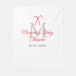 Manta Polar Navidades de caña de caramelo para bebés monograma