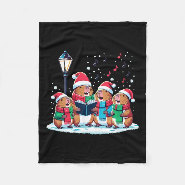 Manta Polar Navidades de Capibara en invierno festivo (Anverso)