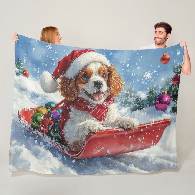 Manta Polar Navidades de Cavalier King Charles Spaniel Dog Sle (In situ)