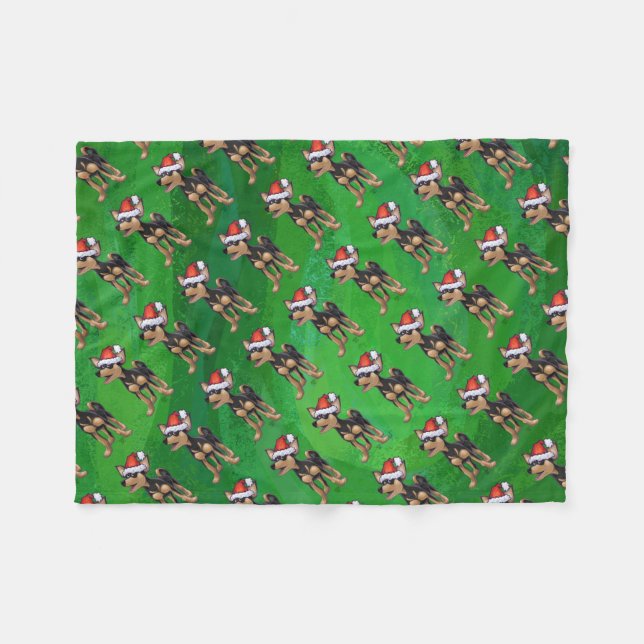 Manta Polar Navidades De Chihuahua En Verde (Frente (Horizontal))