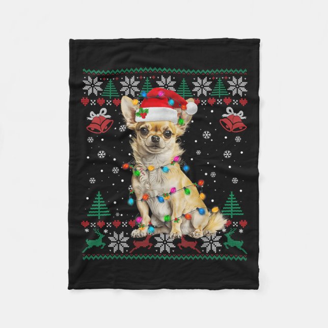 Manta Polar Navidades de Chihuahua Perro Perro Sueño X (Anverso)