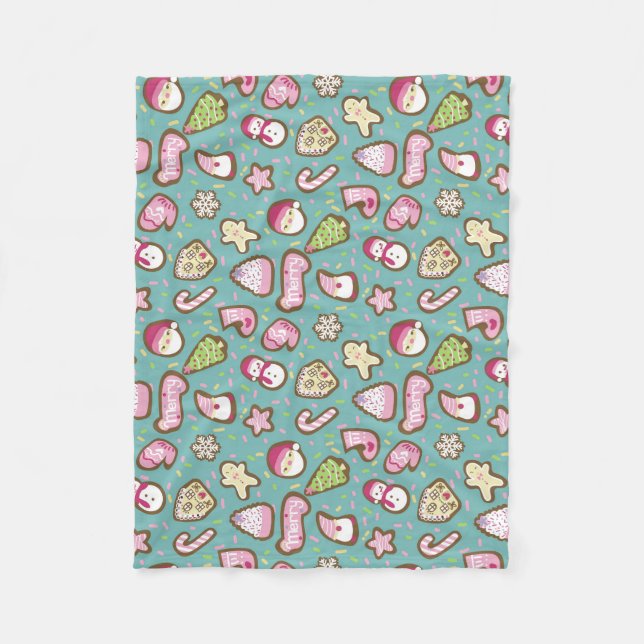 Manta Polar Navidades de cocina turquesa (Anverso)