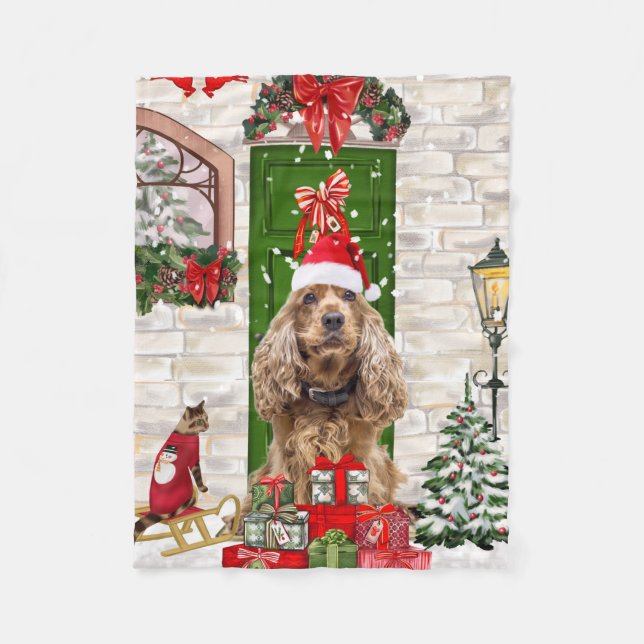 Manta Polar Navidades de Cocker Spaniel Dog (Anverso)