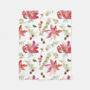 Manta Polar Navidades de color de agua de época Florals