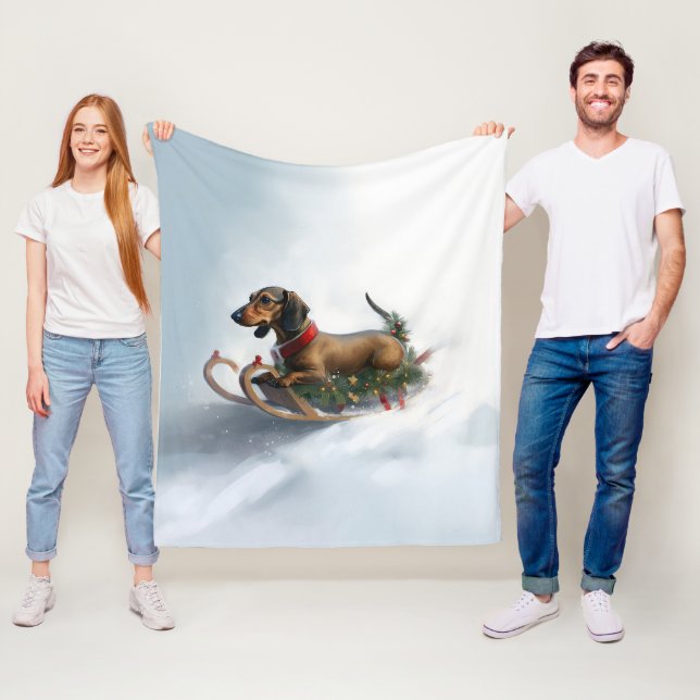 Manta Polar Navidades de Dachshund en invierno (In situ)