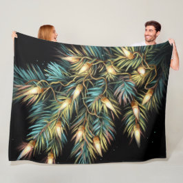 Manta Polar Navidades de dibujo de pasto duro Luz de cadena de