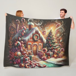 Manta Polar Navidades de dibujo pastel Holiday Gingerbread Hou