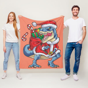 Manta Polar Navidades de Dinosaurios Hombres Santa Claus T rex