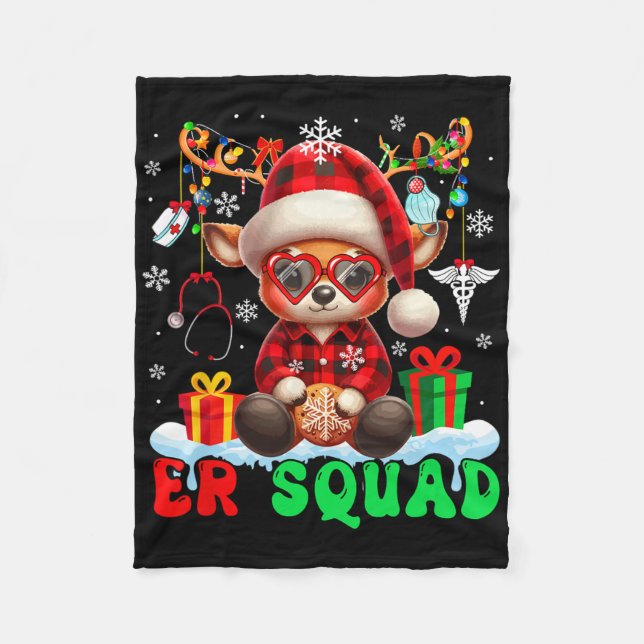 Manta Polar Navidades De Er Squad Santa Reindeer Sungles Nurse (Anverso)