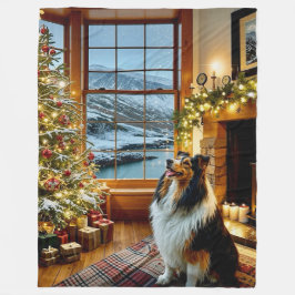 Manta Polar Navidades de Escocia Collie Holiday