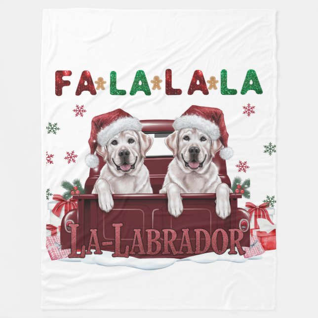 Manta Polar Navidades de Fa La La Labrador (Anverso)
