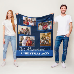 Manta Polar Navidades de familia collage de fotos Fleece Blank