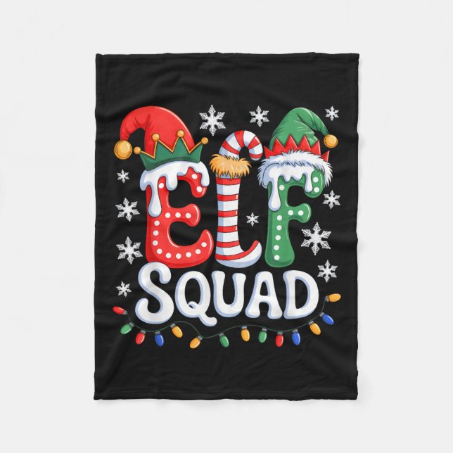 Manta Polar Navidades de familia Groovy Elf Squad Elf coincidi (Anverso)