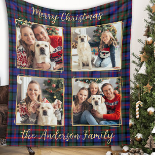 Manta Polar Navidades de familia Personalizado 4 Collage de fo