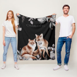 Manta Polar Navidades de follaje de invierno de la pareja Fox 