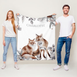 Manta Polar Navidades de follaje de invierno de la pareja Fox 