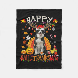 Manta Polar Navidades de Frontera Collie Halloween Perro Happy