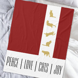 Manta Polar Navidades de gatos de oro blanco rojo moderno