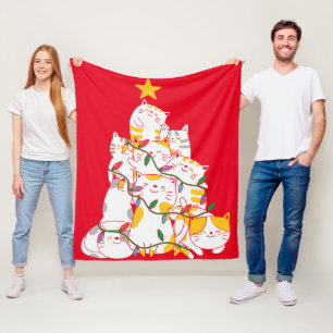 Manta Polar Navidades de gatos divertidos en árboles de Navida