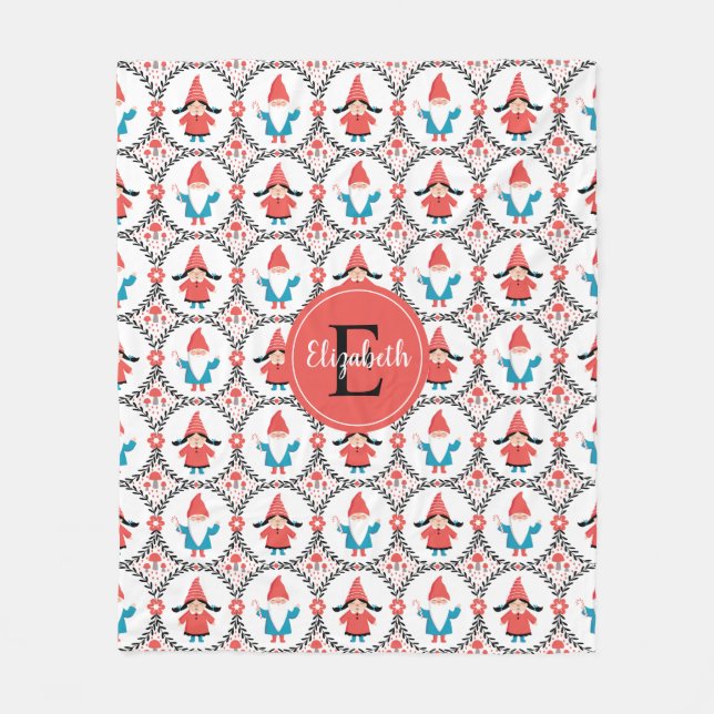 Manta Polar Navidades de Gnome Cute Personalizados (Anverso)