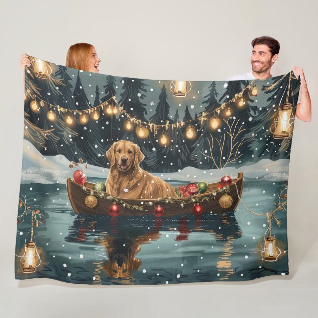 Manta Polar Navidades de Golden Retriever (In situ)