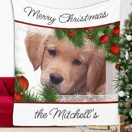 Manta Polar Navidades de Golden Retriever - Cachorro de perro