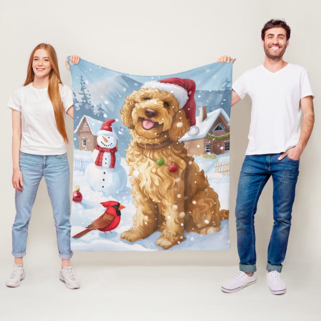 Manta Polar Navidades de Goldendoodle Winter Wonderland disfru (In situ)