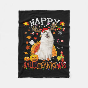 Manta Polar Navidades de Halloween de perro de Samoyed Happy H