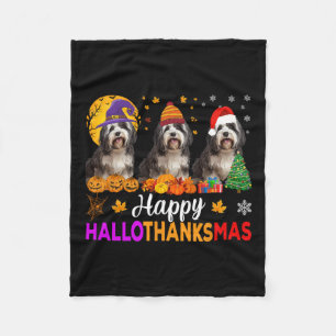 Manta Polar Navidades de Halloween de Shih Tzu Dog Hallothanks