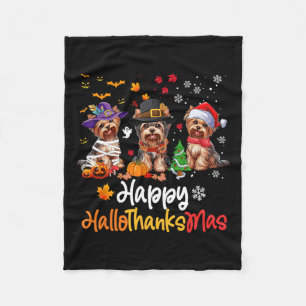 Manta Polar Navidades de Halloween en Yorkshire Dog Felices Ha