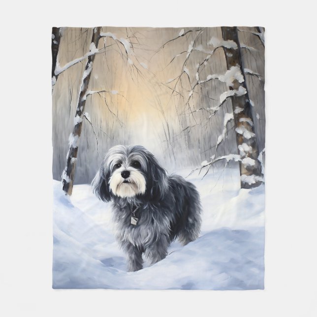 Manta Polar Navidades de Havanese Let It Snow (Anverso)