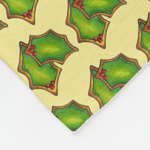 Manta Polar Navidades de hojas de holly verde rojo Navidad Coo
