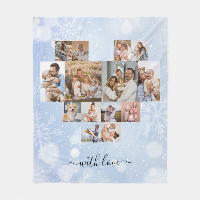 Manta Polar Navidades de invierno Collage de fotos moderno 14 (Anverso)
