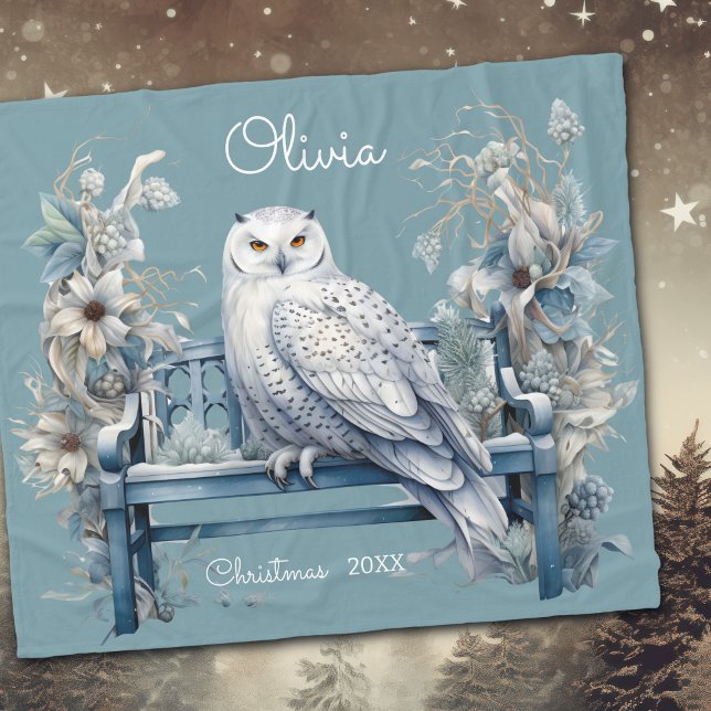 Manta Polar Navidades de invierno Snowy Owl Personalizados (Subido por el creador)
