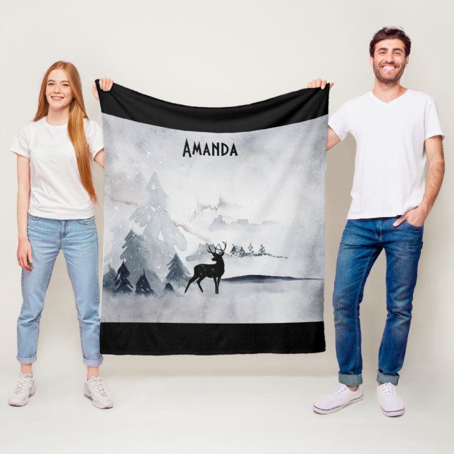 Manta Polar Navidades de la acuarela gris y salvaje (In situ)