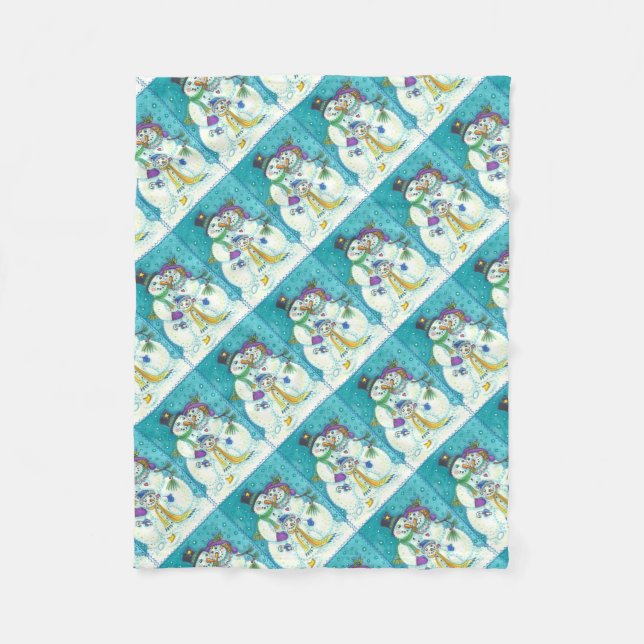 Manta Polar Navidades DE LA FAMILIA SNOWMAN FLEECE BLANKET (Anverso)