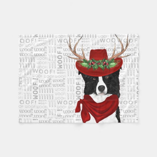 Manta Polar Navidades de la frontera occidental de Collie Love (Frente (Horizontal))