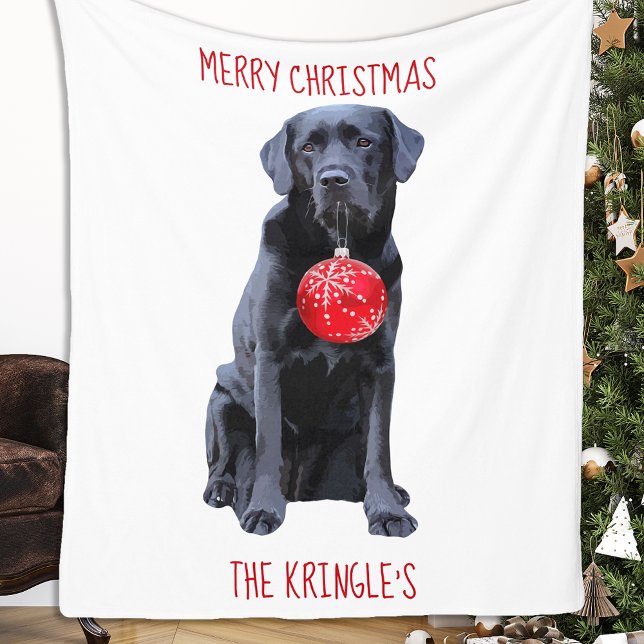 Manta Polar Navidades de Laboratorio Negro Perro Labrador (Subido por el creador)