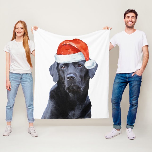 Manta Polar Navidades de Labrador Negro festejan perro (In situ)
