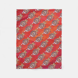 Manta Polar Navidades De León En Rojo