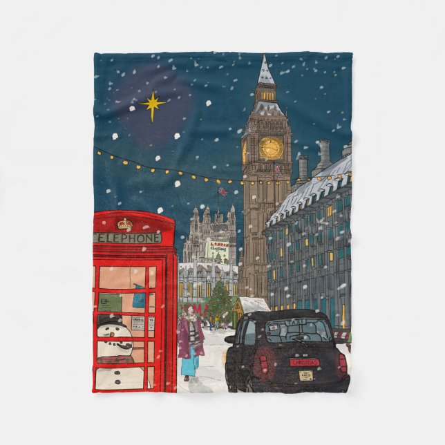 Manta Polar Navidades de Londres inspirados en el Cityscape Re (Anverso)