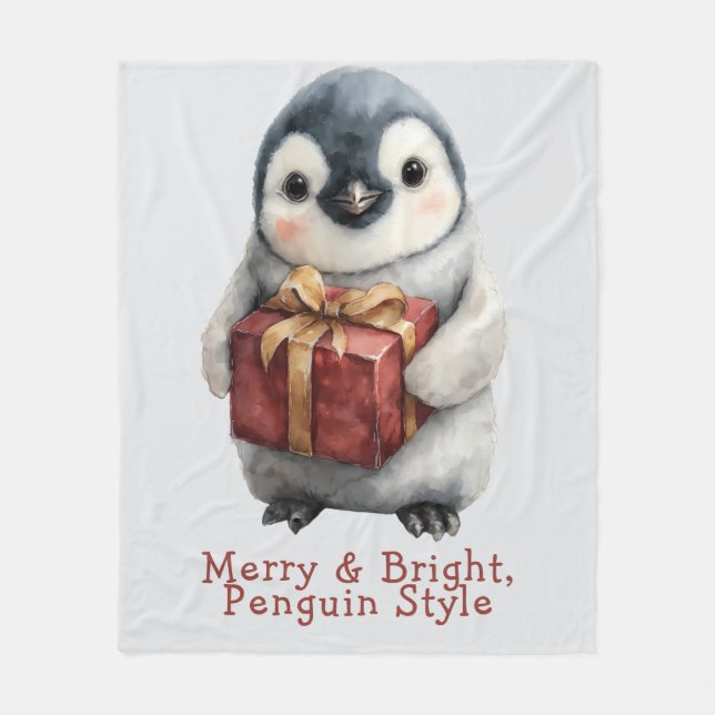 Manta Polar Navidades de Merry & Bright Penguin (Anverso)