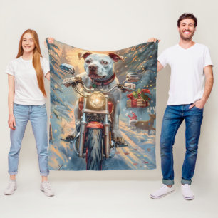Manta Polar Navidades de motocicleta de American Staffordshire